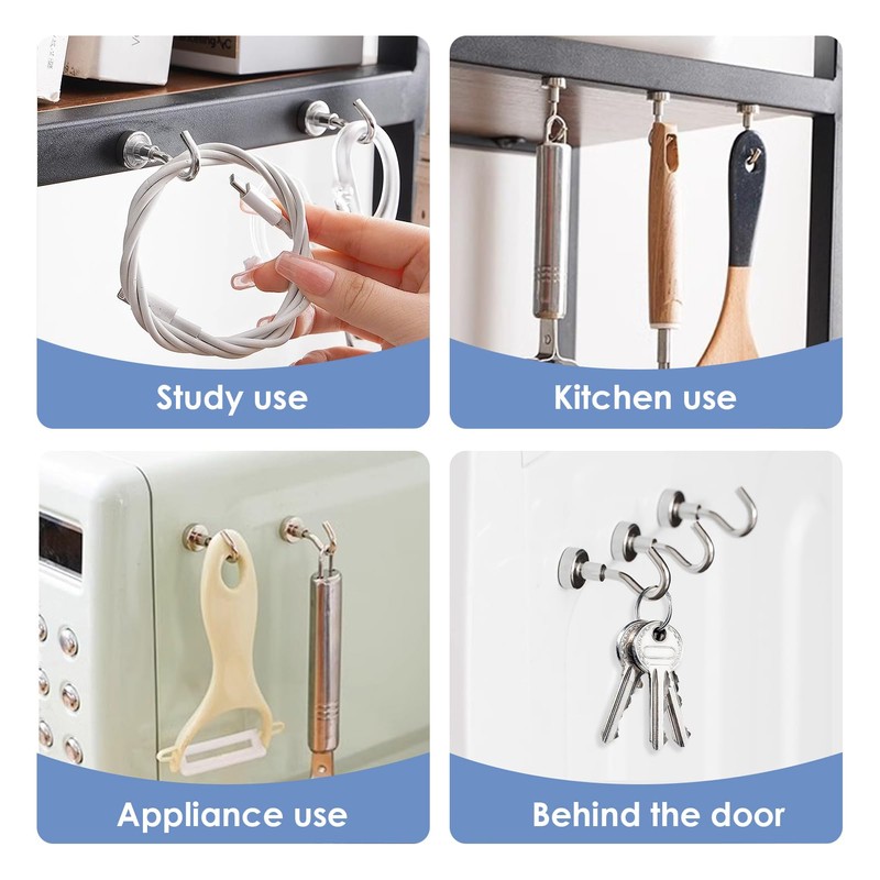 30 PCS Magnetic Hooks, Neodymium Strong Magnet Hooks, Heavy Duty
