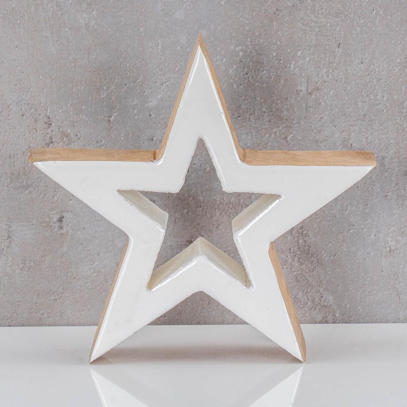 levandeo Wooden Star 15 x 15 cm Mango White Natural