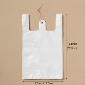 Muellery White Plain Plastic Bags 200 Pieces For Merchandise Retail Grocery Bags 7.7 x 12.8 inch