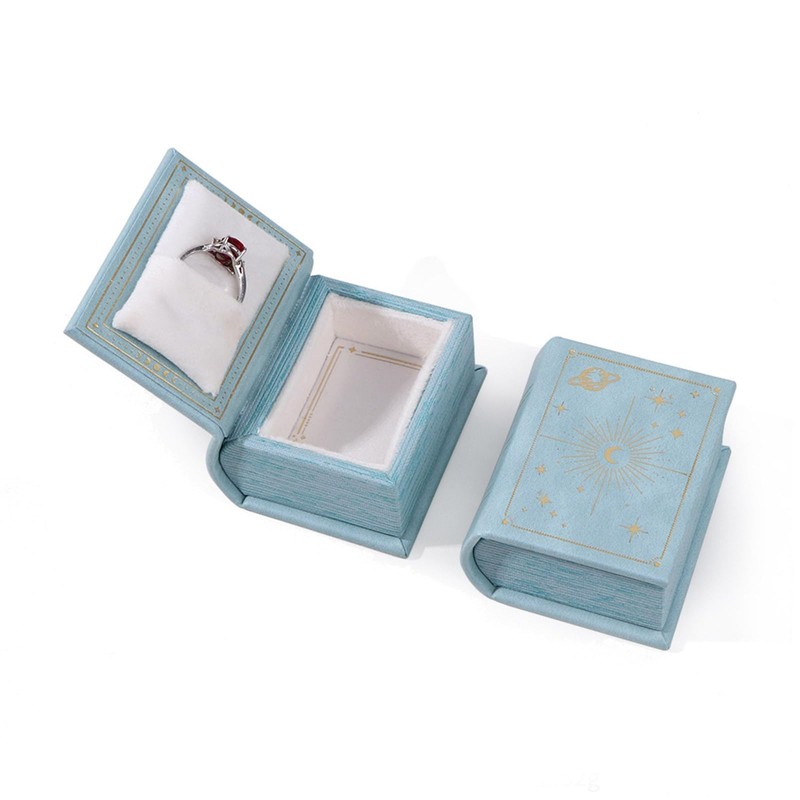 Book Design Premium PU Leather Jewelry Box Elegant Display Holder