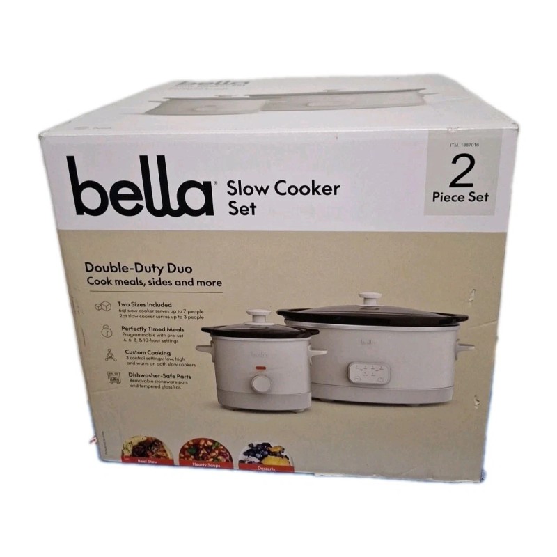 Bella Slow Cooker Set, 6-Quart & 2-Quart Programmable - FREE