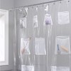 Cedmon Waterproof Fabric Shower Curtain or Liner with 9 Storage