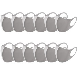 HDQT 3D Mask, Sports Mask, 12 Pieces, Skin Friendly, Pollen Fever, Dust, Splash Prevention, Cloth Mask, Sun Protection, Fit, Small Face, Breathable, Adult - Gray L