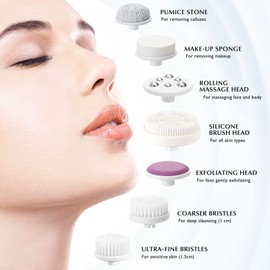 Cepillo de limpieza facial exfoliante facial: dispositivo de limpieza eléctrica exfoliante de centrifugado resistente al agua, máquina de spa giratoria para exfoliación – Sistema de limpieza de piel de acné