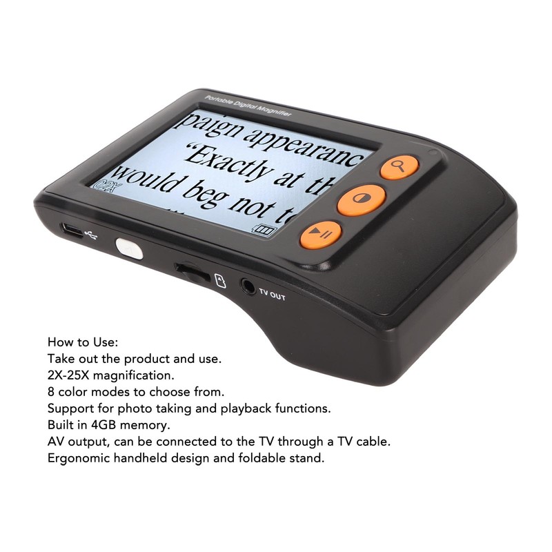 Digital Magnifier 3.5in LCD 2X‑25X Magnification AV Output Reading Magnifier