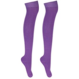 COSHAL® 1 Girls Over The Knee Plain Socks, Women Plain Over The Knee High Socks Cotton Rich Thigh Socks Leg Warmer Casual Thigh High Sock Daily Wear Purple