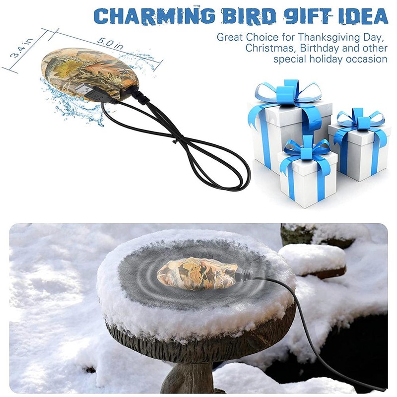 Bird Bath Heater for Outdoors in Winter Birdbaths Deicer with
