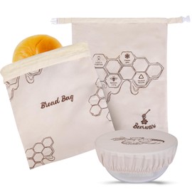 Tirphy Reusable Beeswax Bread Bags for Sourdough - 2 Pack XL Cotton Beeswax Bags with Proofing Cover - Homemade Sourdough Bread Storage for Freshness