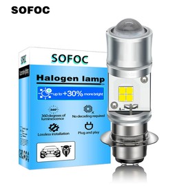SOFOC-H6M P15D-25-1 LED Headlight Bulbs for Motorcycle,3030 8SMD 9-60V White + Yellow Light Dual Contact Non-Polarity DC/AC Universal for Outdoor Vehicles 2Pcs