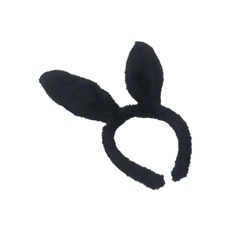 Diadema de Orejas de Conejo Luminosas, Felpa Negra, Talla Única,