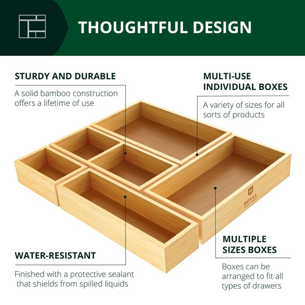 ROYAL CRAFT WOOD ROYAL CRAFT WOOD 5-Piece Bamboo Drawer Organizer