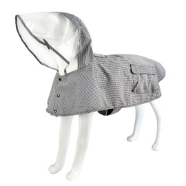 Waterproof Dog Raincoat, Adjustable Reflective Lightweight Pet Rain Clothes with Poncho Hood(XX-Large,Black&White)