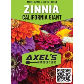 California Giant Zinnia Seeds for Planting | 50 Zinnia Seeds to Plant in Your Outdoor Garden | Non-GMO Heirloom Annual Flower Seeds | Buy in Bulk | Multi-Color (2 Packs)