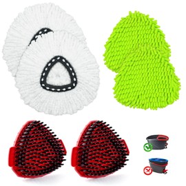 Mop Heads Replacement for Ocedar, Mop Replace Head for Ocedar EasyWring 1 Tank, Microfiber Spin Mop Refills, Include 4 Spin Mop Replacement Head Deep Cleaning Machine Washable with 2 Scrubber Mop Head