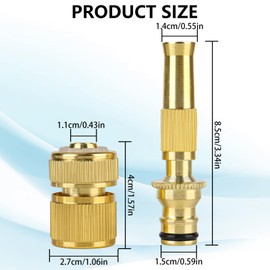 YYTECH Gartenschlauch Schnellkupplung Messing Schlauchverbinder Düse Set Verstellbar Ochdruck Messing Düse mit Schnellanschluss für 13mm (1/2") Schlauch, für Garten Bewässerung und Haustier waschen