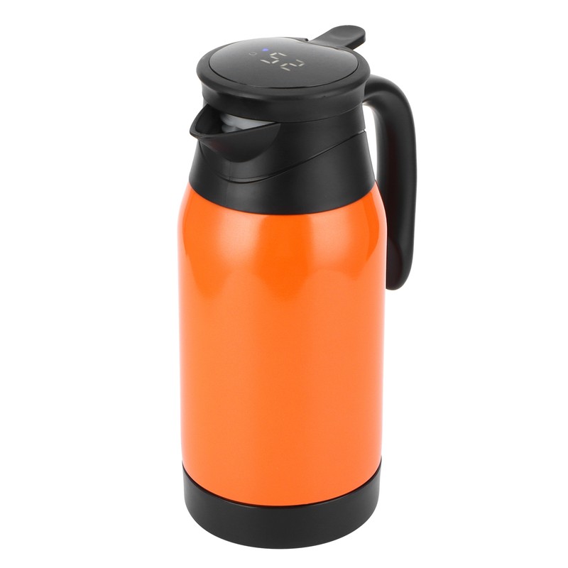 Orange Car Electric Kettle Temperature Display Car Boiling Cup Travel
