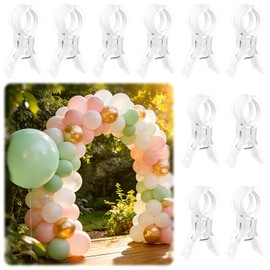 PUGPIU 10 Pack Balloon Arch Clips for Backdrop | Plastic Transparent Spring Clamps | 3.5 Inch Heavy Duty Clip for Backdrop Stand | Birthday Wedding Decoration | Photography Studio | Crafts | Clothing