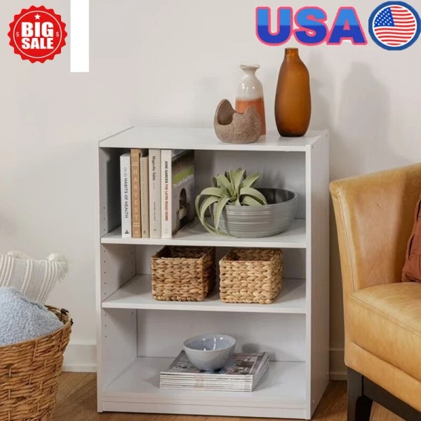 Unbranded 3 Shelf Bookcase Adjustable Shelves Small Artwork Collectible Office