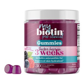 Purity Products MyBiotin ProClinical Gummies - Thicker Hair Starting in 3 Weeks & Fights Wrinkles - MB40X Biotin Matrix w/Astaxanthin - 40X More Soluble vs Ordinary Biotin 30 Berry Gummy Chews