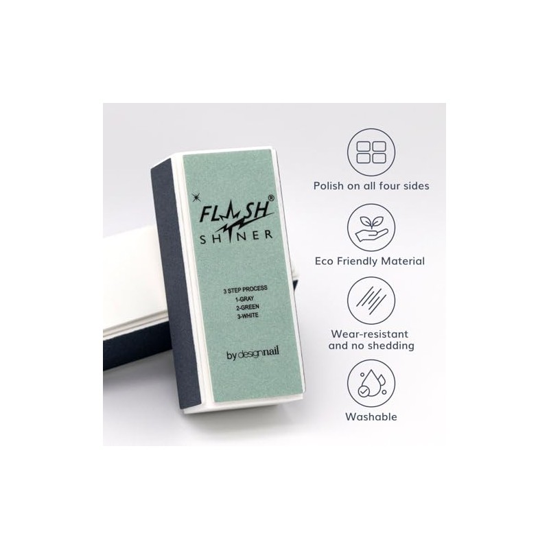 Flash Shiner® Block – 3-Way Nail Buffer – Pack of
