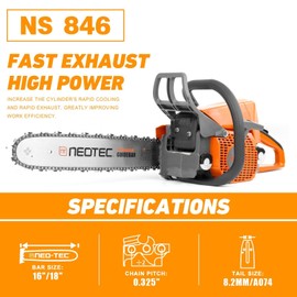 NEOTEC 45.4cc Gasoline Chainsaw with 16"Bar chain Compatible with MS250 MS230 MS210 025