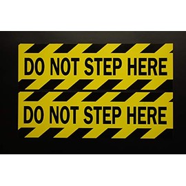 Do Not Step Here Stickers Vinyl Decals (2 Pack) 6" X 2.5" Caution Indoor Outdoor (X2PS36)