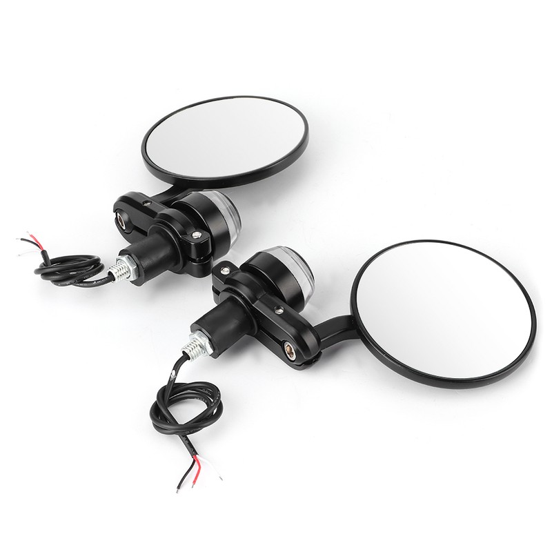 2pcs 7/8in Handlebar Rearview Mirrors with LED Turn Signal Amber