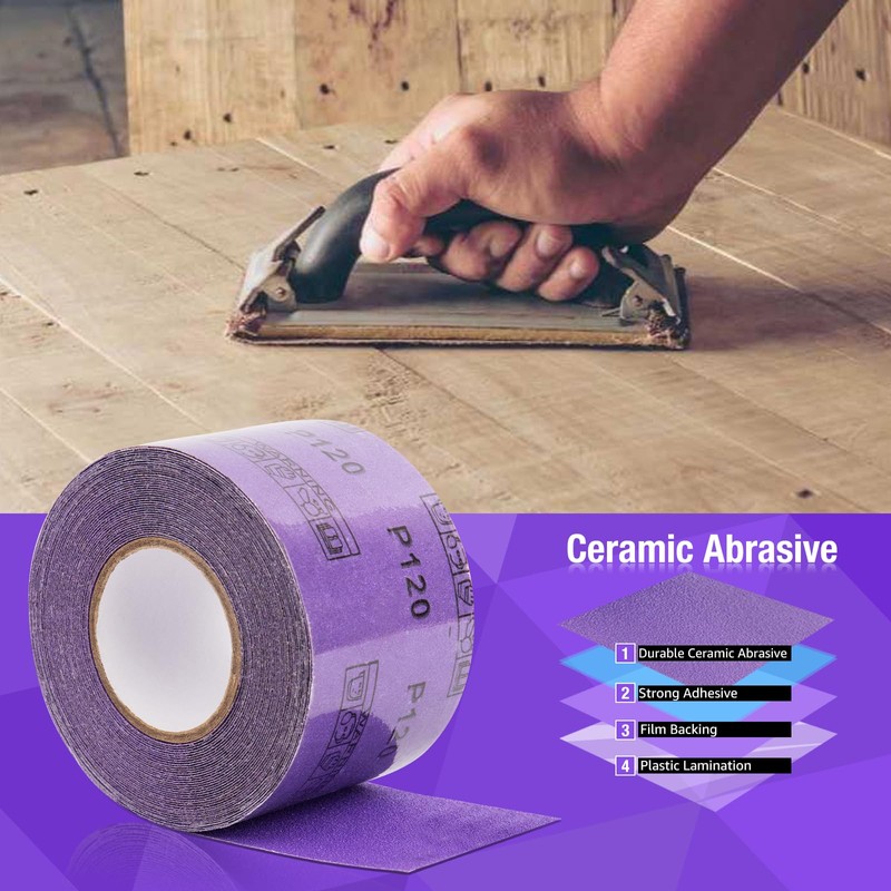 800 Grit PSA Purple Film Ceramic Sandpaper Roll, 2-3/4" Wide
