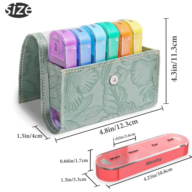 Jasenna Pill Organizer,Weekly Travel Pill Case Box Medication Reminder Daily