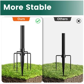 OHLUX 4 Pack 10FT String Light Poles, Outdoor Poles with Fence Brackets for Hanging Lights, Metal Stand for Patio, Backyard, Yard, Deck