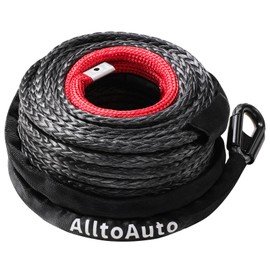 AlltoAuto Synthetic Winch Rope, 3/8" x 85'-25000 LBs Dyneema Synthetic Winch Rope Line Cable with Protective Sleeve for Truck 4WD Off-Road Vehicle Winch Accessory