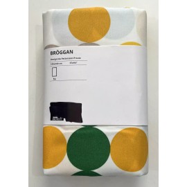 IKEA New IKEA BROGGAN Tablecloth Wipeable Cotton 57x94" Dot Pattern Green Yellow Grey