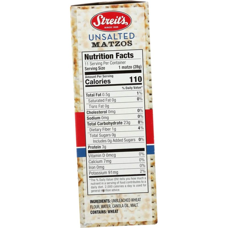 Streit's Unsalted Matzo, 11 Ounce (Pack of 4)