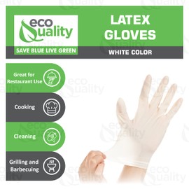 EcoQuality Disposable Latex Gloves Non-Medical, Powder Free, Cooking Gloves, Cleaning Gloves, Janitorial, Food Service, Non-Sterile (200, X-Large)