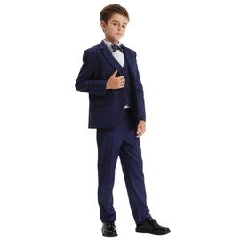 mintgreen Boys Blazer Suit Kids Wedding Outfits Page Boy Gentleman Tuexdo Sets, Dark Blue, 11-12 Years, Tag 12