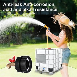 IBC Tote Adapter, 275-330 Gallon ibc tote fittings 2.44" Fine Thread Tote Valve Brass Hose Faucet Valve Tool with Ball Valve for Garden Hose Connector (For 2.44" Fine Threads to1/2")