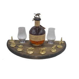 Bourbon Cork Display Half Moon Shape With Light and Glass Holders Compatible With Blanton's Horse Cork Stoppers- 3 Different Stain Options (Walnut)