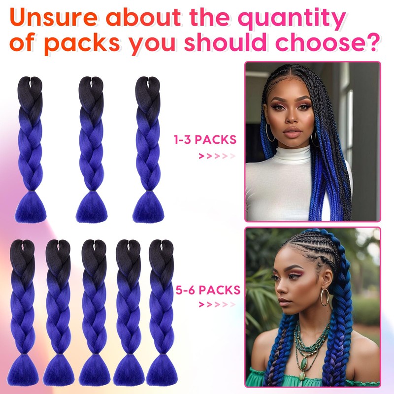 Silk-co Jumbo Braid Synthetic Hair 24" Hair Braiding Extensions Premium