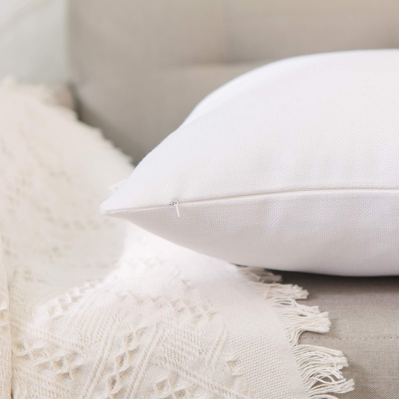 NATUS WEAVER 2 Piece White Pillow Case Faux Linen Square