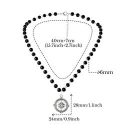 Eigso Womens Gothic Compass Chain Y Necklace Choker for Women Men Vintage Fashion Party Y2K Beads Collar Necklace for Woman Man