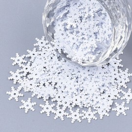 Angel Malone Approx. 1500pcs 7.5mm Festive Snow-White Snowflake Sequins Christmas Confetti Card Making, Scrapbooking, Sewing, Wedding Favors - UK Seller