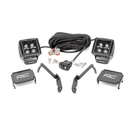 Rough Country 2" LED Ditch Light Kit with Amber DRL for Chevy Silverado 1500 (2007-13)/2500 (2007-14) - Black Series with Aamber DRL