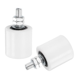 uxcell 2Pcs Slide Gate Guide Roller, 2" Nylon Rollers Gate Support Assembly, Universal Sealed Ball Bearing Rolling Gate Guider for Sliding Door, White