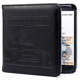 CANOPUS Car Registration and Insurance Holder, Magnetic Closure, Embossed Card Document Holder, Vehicle Glove Box Organizer, Wallet for Auto, SUV, Motorcycle, Truck, Waterproof, Truck Model