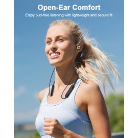 NANAMI Open Ear Headphones, Wireless Headphones Bluetooth Earbuds 15H Playtime, Crisp Stereo Sound Headset, IPX5 Waterproof Sports Neckband, Bluetooth 5.3 Earphones with Earhooks for Workout Running