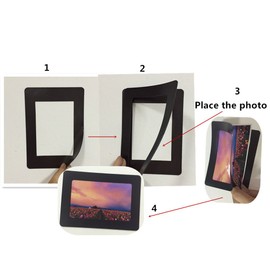 GracesDawn Magnetic Photo Frame, Refrigerator, Dishwasher Photo Wall with Metal Surface of Iron, held 4 × 6 inch Photo 5 Pieces, Color Choice (Black)