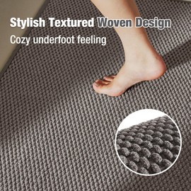 Bathroom Rugs Non Slip Washable Bath Rugs Super Absorbent Chenille Bathroom Rug for Bathroom Thin Bath Mats for Bathroom Mat Quick Dry Bath Mat Low Pile Bathroom Rug, Light Grey 16"x24"