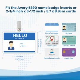 Name Badge Holders with Clip - Fushing 40 Pack Clear Plastic ID Badge Holders with ID Clips for 2.25" x 3.5" Name Badge Inserts