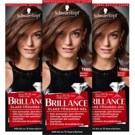 Schwarzkopf Brilliance Shine Tint Gel T880 Dark Brown Step 1 3 x 60ml Tint Gel / 슈바르츠코프 브릴리언스 샤인 틴트 젤 T880 다크 브라운 1단계 3 x 60ml 틴트젤