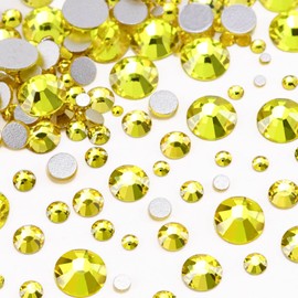 Dowarm 2650 Pieces Flatback Rhinestones for Nails, Craft, Tumblers, Citrine/Lemon Yellow Nail Rhinestones, Flatback Crystal Gems, Loose Bling Glitter Gemstones for Face Art Clothes Jewelry